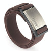 AWMN Metal Nylon Magnetic Buckle Fashion Casual Men Belt, Length: 125cm(Silver Cap Brown)