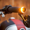 Pair Motorcycle Turn Double Light Grip Bar Plug Strobe Side Marker End LED Handlebar Lamp, Yellow and White Light