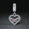 S925 Sterling Silver Pendant Heart-shaped Hollow I love Mother Beads DIY Bracelet Necklace Accessories