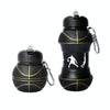 Outdoor Sports Anti-fall Water Bottle Portable Leak-proof Silicone Folding Cup, Shape: Basketball Black(550ml)