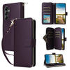 For Samsung Galaxy A26 Nine-card Slots Zipper Wallet Bag Leather Phone Case(Dark Purple)