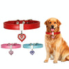 Pink PU Leather Heart Pendant Dog Collar, XS (1.3-25cm)