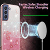 For Samsung Galaxy S21 FE 5G Gradient Glitter Flower All-inclusive Phone Case(Pink)