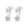 S925 Sterling Silver Platinum Plated Five-pointed Star Earrings(BSE996)