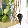 Punk 3D Metal Raven Skull Skeleton Pendant Necklace(Silver)