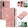 For Samsung Galaxy A36 5G Tulips Embossed Leather Phone Case with Lanyard(Pink)