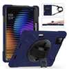 For Xiaomi Pad 7 / 7 Pro Rotatable Holder Silicone Hybrid PC Tablet Case with Shoulder Strap(Navy Blue)