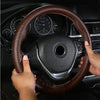 38cm Four-season Embossed Cowhide Hand-sewn Steering Wheel Cover(Coffee)
