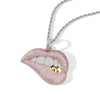 3mm x 60cm  Sexy Lip Biting Hip Hop Pendant Micro-Set Zircon Necklace