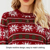 Women Round Neck Christmas Knitwear Long Sleeve Snowflake Christmas Sweater, Size: S(Red)