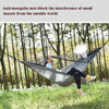 Outdoor Camping Sunshade + Anti-Mosquito Hammock Set Parachute Fabric Net Yarn Anti-Mosquito Hammock(Ink Green)