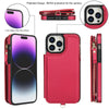 For iPhone 14 Pro Max Double Flap Zipper RFID Leather Phone Case with Short Lanyard(Red)