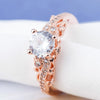 1 Pair Women Fashion Micro-inlaid Zircon Engagement Ring Princess Queen Aristocratic Temperament Couple Ring(Rose Gold US size: 6)