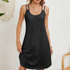 Women Summer Round Neck Halter Loose Sleeveless Dress, Size: XXL(Black)