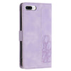 For iPhone 8 Plus / 7 Plus Tulips Embossed Leather Phone Case with Lanyard(Purple)