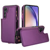 For Samsung Galaxy A54 Double Flap Zipper RFID Leather Phone Case with Short Lanyard(Dark Purple)