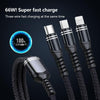 6A 66W 3 in 1 USB to 8 Pin + Micro USB + USB-C / Type-CFast Charging Braided Data Cable(Black)