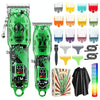 Haircutter Set Transparent Body Oil Head Electric Hair Clipper Men Home Electric Pusher(Scissors Green)