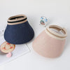 Parent-child Beach Sun Protection Empty Top Sunshade Straw Hat, Color: For Adult (Navy Blue)