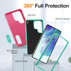 For Samsung Galaxy S25 Ultra 5G Rugged PC Hybrid Silicone Phone Case with Holder(Rose Red+Light Green)