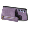 For Samsung Galaxy S25+ 5G Retro Leather Zipper Wallet Back Phone Case(Purple)