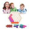 Kids 3D Wooden Puzzles Toy Children Geometry Tangrams Honeycomb Puzzles IQ Brain Training Educational Toys 14 PCS
