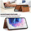 For Samsung Galaxy S21+ Three-fold Leather Phone Case with Card Slot & Wallet & Holder(Brown)