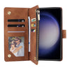 For Samsung Galaxy S25 5G Multifunctional Frosted Zipper Wallet Leather Phone Case(Brown)