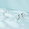 Sterling Silver Simple Wavy Earrings Ring Set