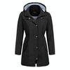 Casual  Women Waterproof Waist Hooded Long Coat, Size:XL (Black)