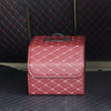 Car Trunk Foldable Storage Box, Rhombic Grid Small Size: 33 x 32 x 30cm (Wine Red)