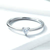 S925 Sterling Silver Ring Platinum Plated Heart Clear Ring, Size: 6 US Size