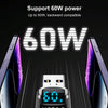 60W 10Gbps Intelligent Digital Display Fast Charge Adapter USB-A to USB-A