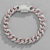 NL023 11mm Box Buckle Hip Hop Bracelet, Size: 20cm (Pink White)