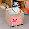 Youngshoots Cotton Linen Cartoon Toy Storage Basket Clothing Storage Box,Style Ordinary(Pink Pig)