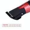 Waterproof Electric Hair Clipper Rechargeable Hair Trimmer Hair Cutting Machine Haircut Beard Trimer, EU Plug(Red)