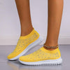 Spring and Autumn Rhinestone Flying Woven Women Sneakers Casual Breathable Shoes, Size: 35(White)