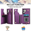 For Samsung Galaxy S24 Ultra 5G Double Flap Zipper RFID Leather Phone Case with Short Lanyard(Dark Purple)