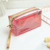 PVC Laser Transparent Portable Cosmetic Bag Travel Toiletry Bag(Red)