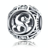 S925 Sterling Silver 26 English Letter Beads DIY Bracelet Necklace Accessories, Style:S
