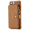 For iPhone 7 Plus / 8 Plus Zipper Shockproof Protective Case with Card Slots & Bracket & Photo Holder & Wallet Function(Brown)