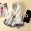 Women Flowers Elegant Imitated Silk Fabric Shawl Sunscreen Beach Scarf, Size: 90x180cm