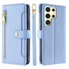 For Samsung Galaxy S25 Ultra 5G Sheep Texture Cross-body Zipper Wallet Leather Phone Case(Blue)