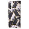 For Samsung Galaxy S25 5G Marble Bronzing Stitching Leather Phone Case(Black)