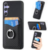 For Samsung Galaxy S25 5G Carbon Fiber Card Wallet Ring Phone Case(Black)