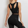 Women Sports Bra and Leggings Two-Piece Set Yoga Wear Fitness Set, Size: L(Black)