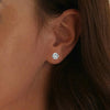S925 Sterling Silver Platinum Plated Zircon Stud Earrings Jewelry, Color: White Zirconia L