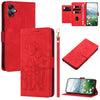 For Samsung Galaxy A06 4G Tulips Embossed Leather Phone Case with Lanyard(Red)
