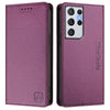 For Samsung Galaxy S21 Ultra 5G RC01 Dual-Folded Magnetic Suction RFID Leather Phone Case(Violet)