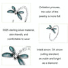 BSR216 Sterling Silver S925 Zircon Vintage Dragonfly Open Ring